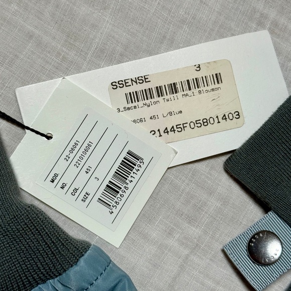 Sacai Light Blue Cropped Bomber Jacket - Picture 4 of 5